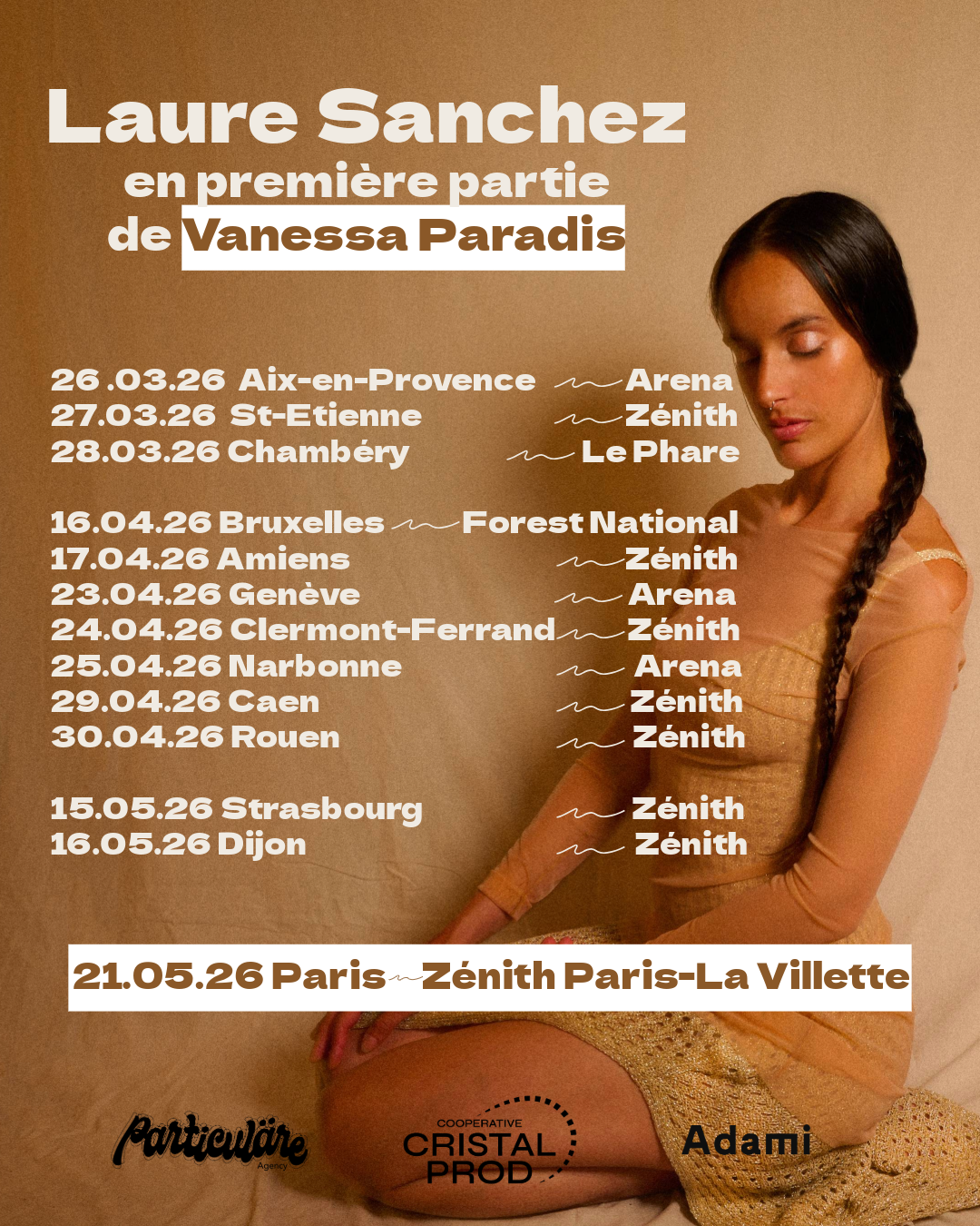 Visuel de la tournée de Laure Sanchez en première partie de Vanessa Paradis. Copyright photo : Constance Guivarc'h